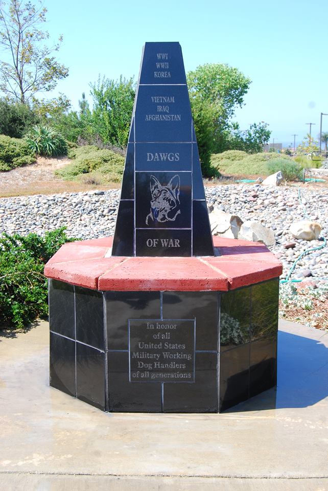 DAWGS OF WAR It is only fitting and proper that we present and maintain a memorial in honor of all United States Military Working Dogs and Handlers of all generations - a memorial unfettered by politic and frivolity.  We are proud and honored  to present the Dawgs Community with such a memorial monument at Marine Corps Memorial Gardens, Marine Corps Base Camp Pendleton.